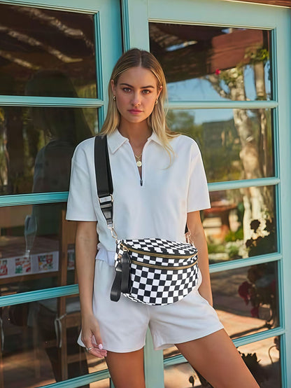 Women's Plaid Crossbody Bag with Multiple Pockets