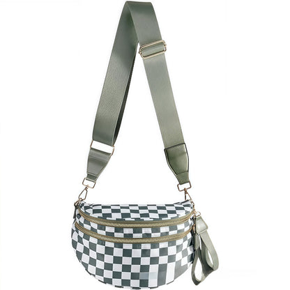 Women's Plaid Crossbody Bag with Multiple Pockets