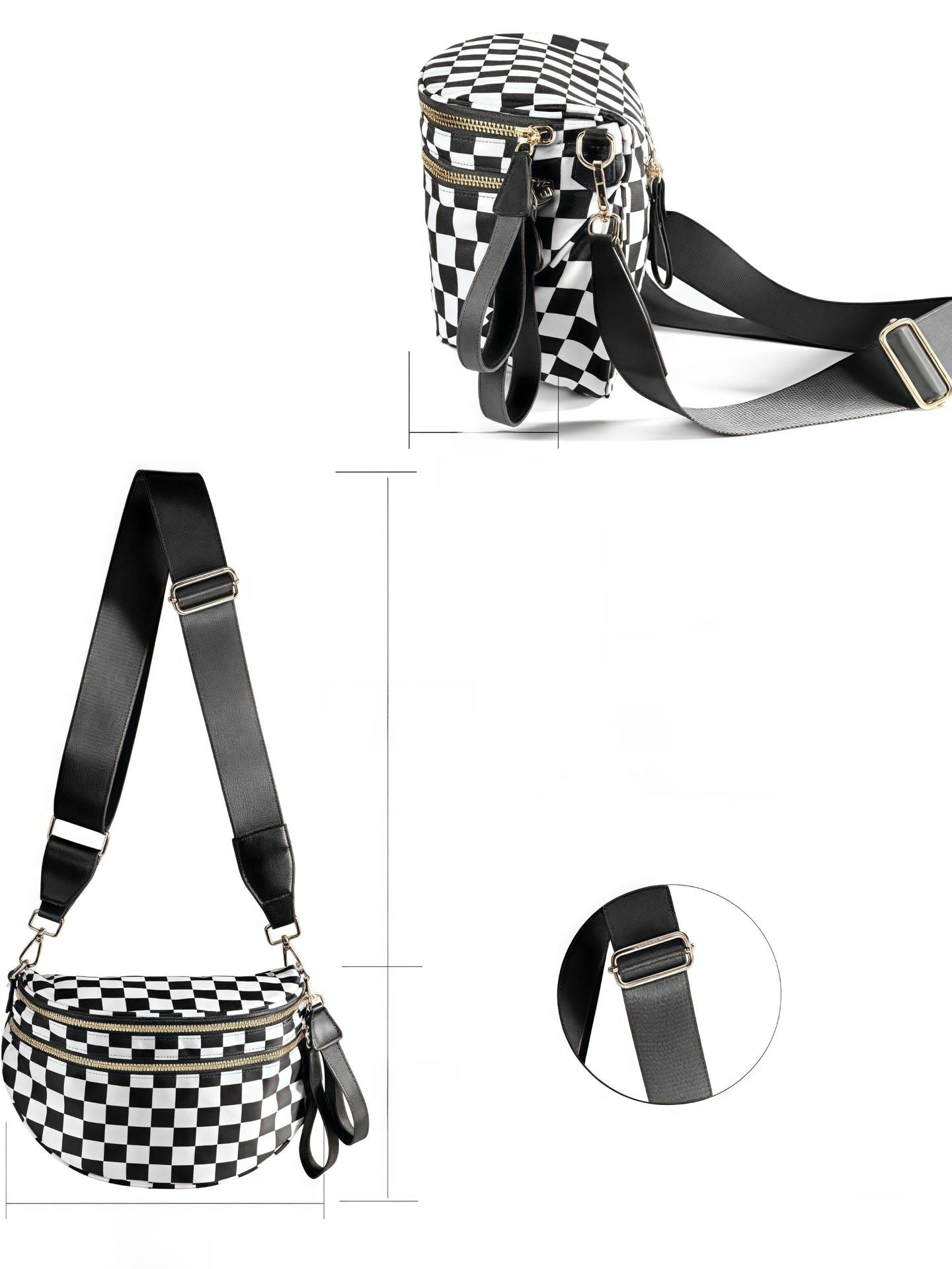 Women's Plaid Crossbody Bag with Multiple Pockets