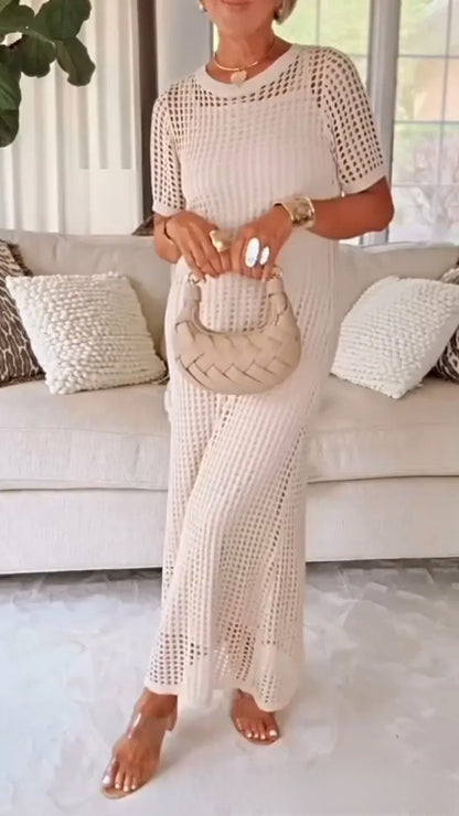 Women's Plaid Hollow-out Dress Set