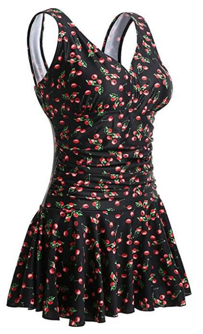 Women's Plus Size One Piece Swimsuit with Cherry Print
