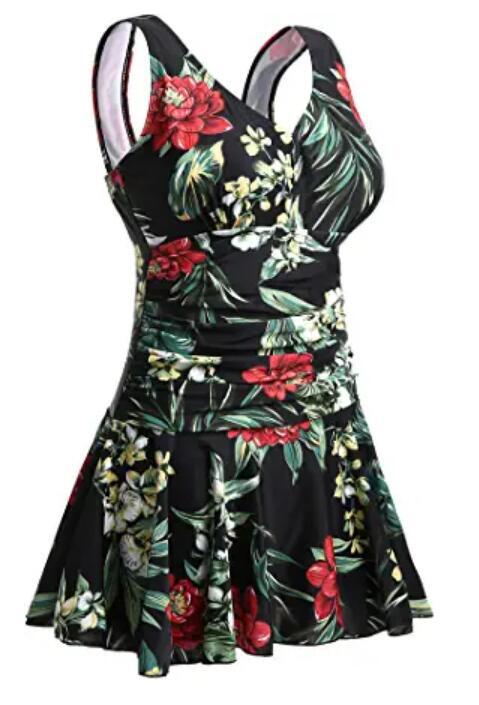 Women's Plus Size One Piece Swimsuit with Cherry Print