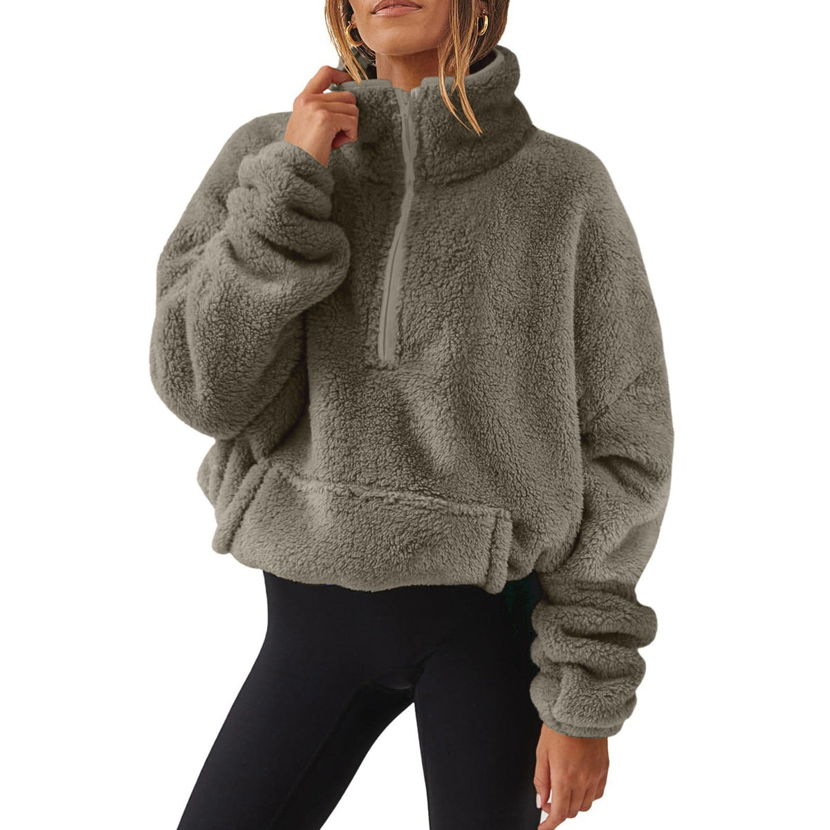 Women's Plush Fleece-Lined Half-Zip Sweatshirt