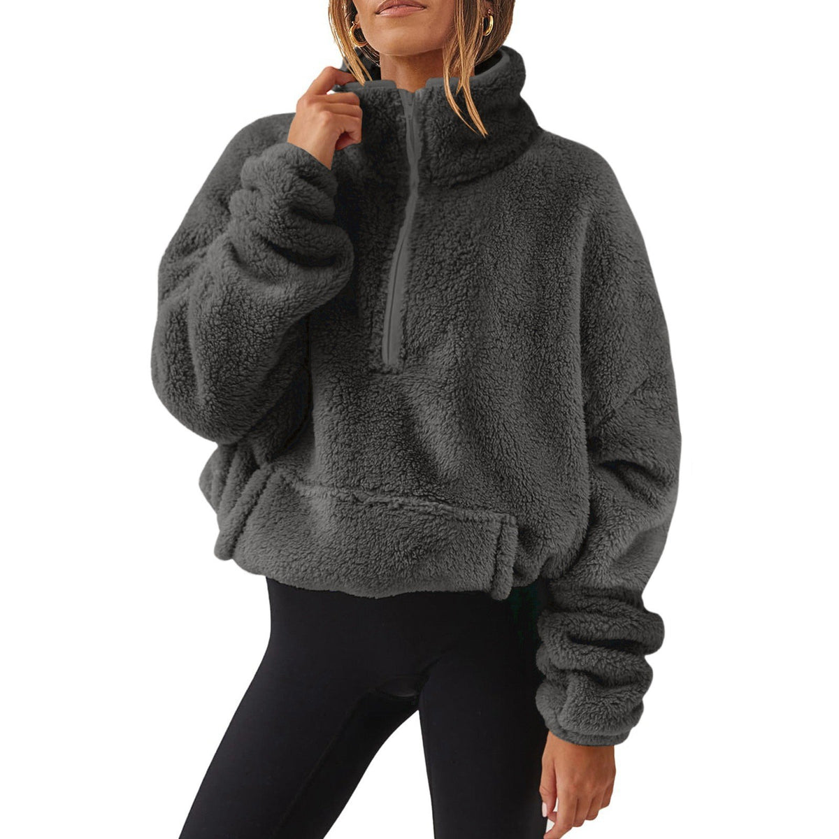 Women's Plush Fleece-Lined Half-Zip Sweatshirt