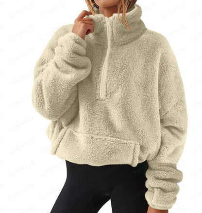 Women's Plush Fleece-Lined Half-Zip Sweatshirt