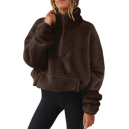 Women's Plush Fleece-Lined Half-Zip Sweatshirt