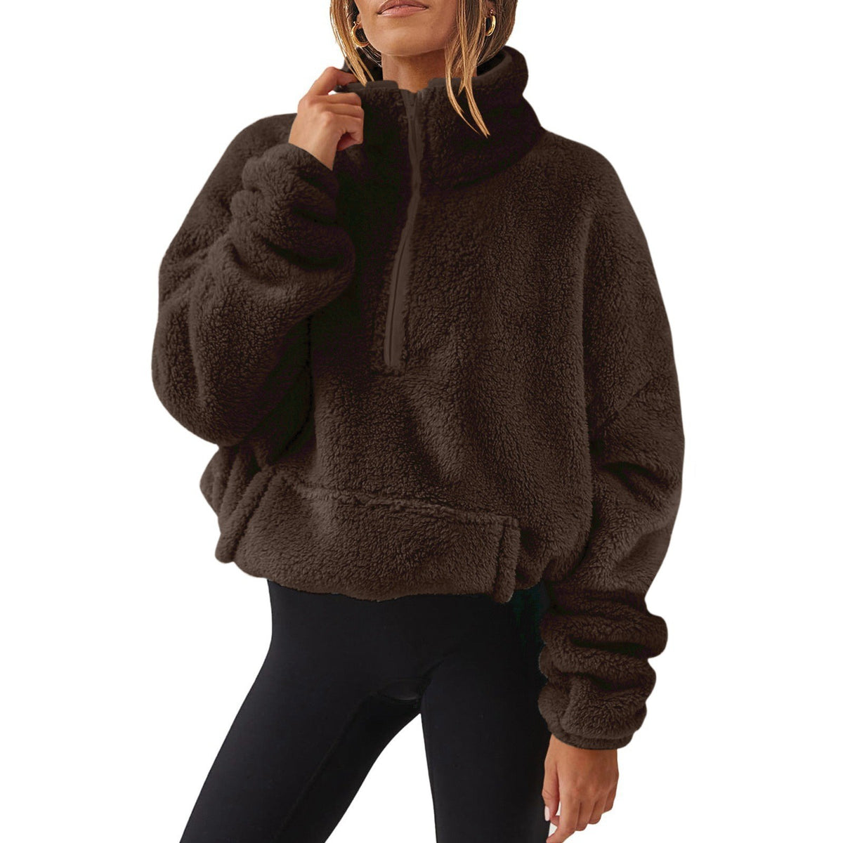 Women's Plush Fleece-Lined Half-Zip Sweatshirt