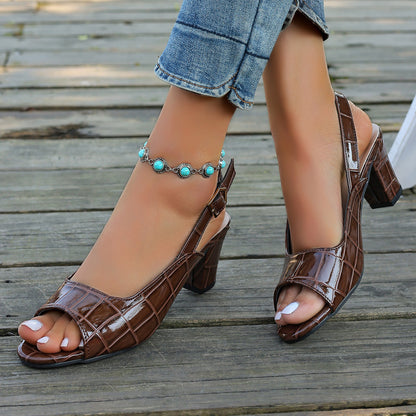 Women's Pointed Toe Thick Heels Fish Mouth Sandals