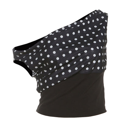 Women's Polka Dot One-Shoulder Crop Top