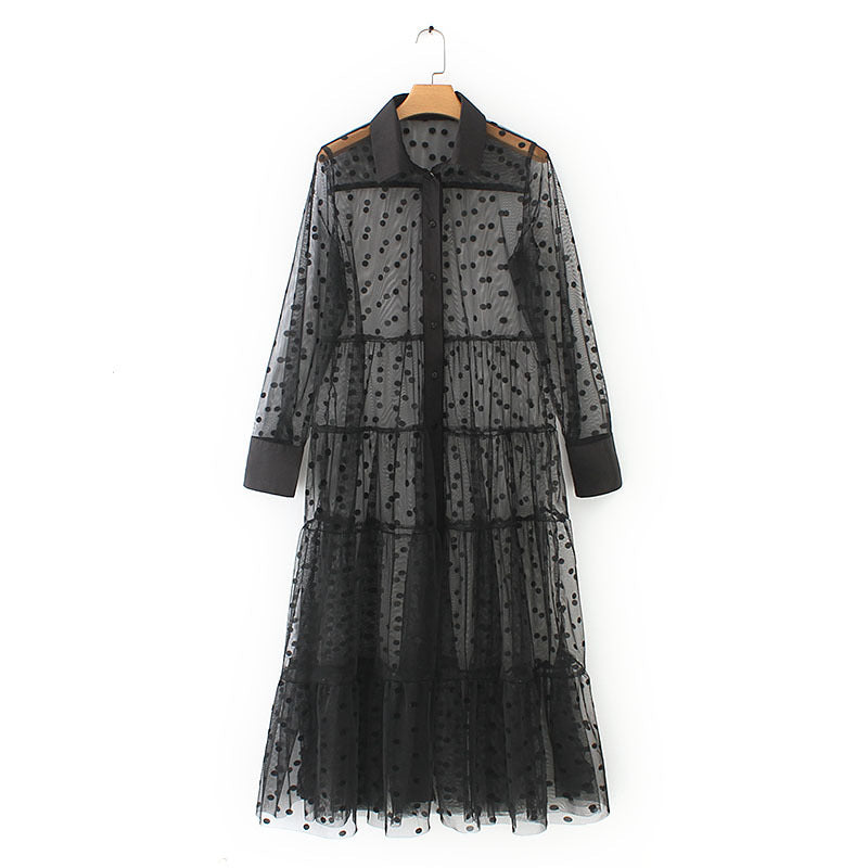 Women's Polka Dot Sheer Mesh Dress