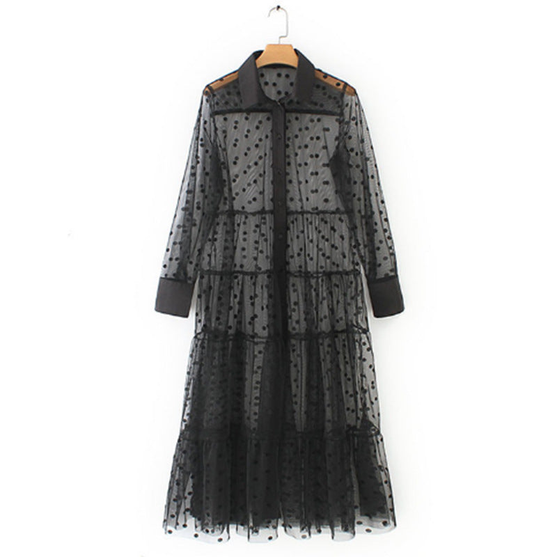 Women's Polka Dot Sheer Mesh Dress
