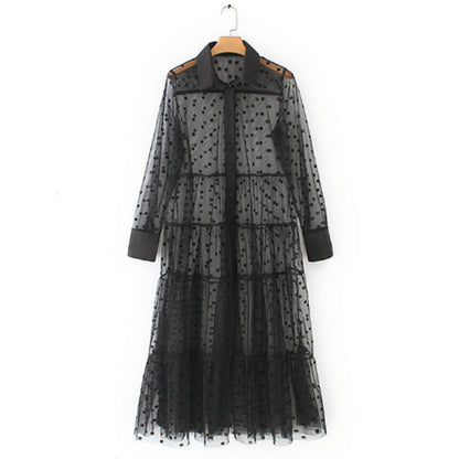 Women's Polka Dot Sheer Mesh Dress