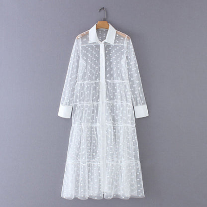 Women's Polka Dot Sheer Mesh Dress