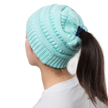 Women's Ponytail Knitted Winter Hat