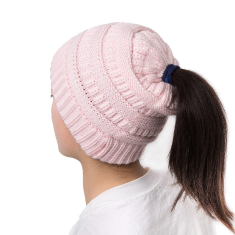 Women's Ponytail Knitted Winter Hat