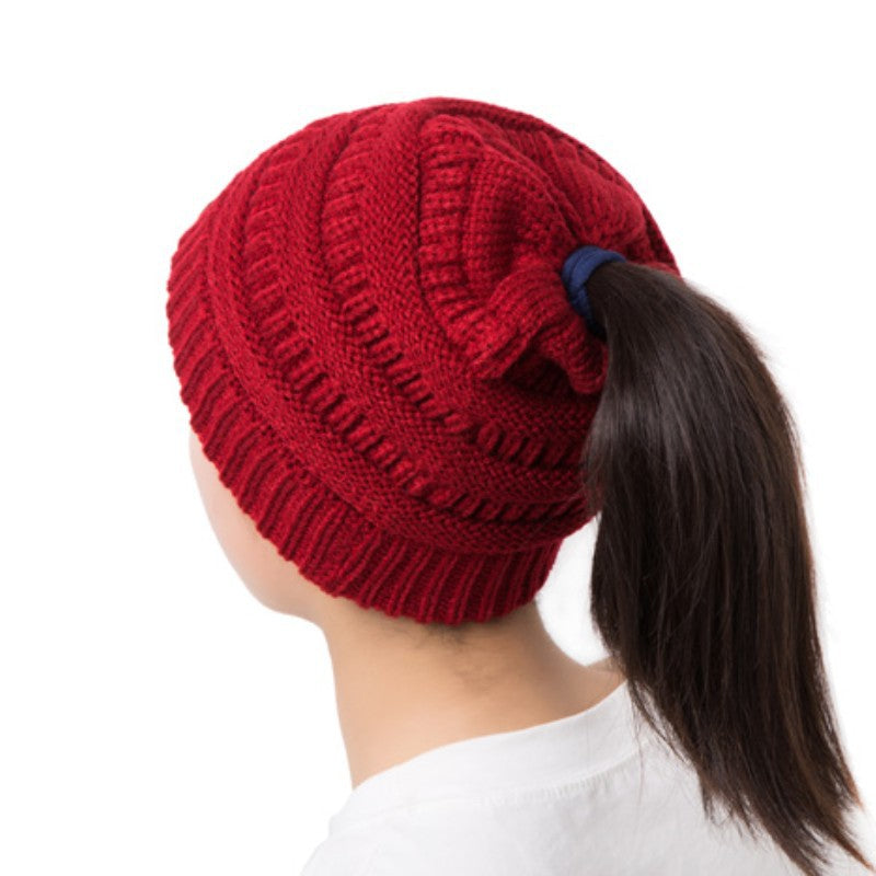 Women's Ponytail Knitted Winter Hat