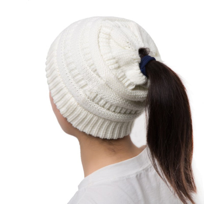 Women's Ponytail Knitted Winter Hat