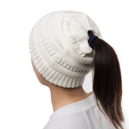Women's Ponytail Knitted Winter Hat