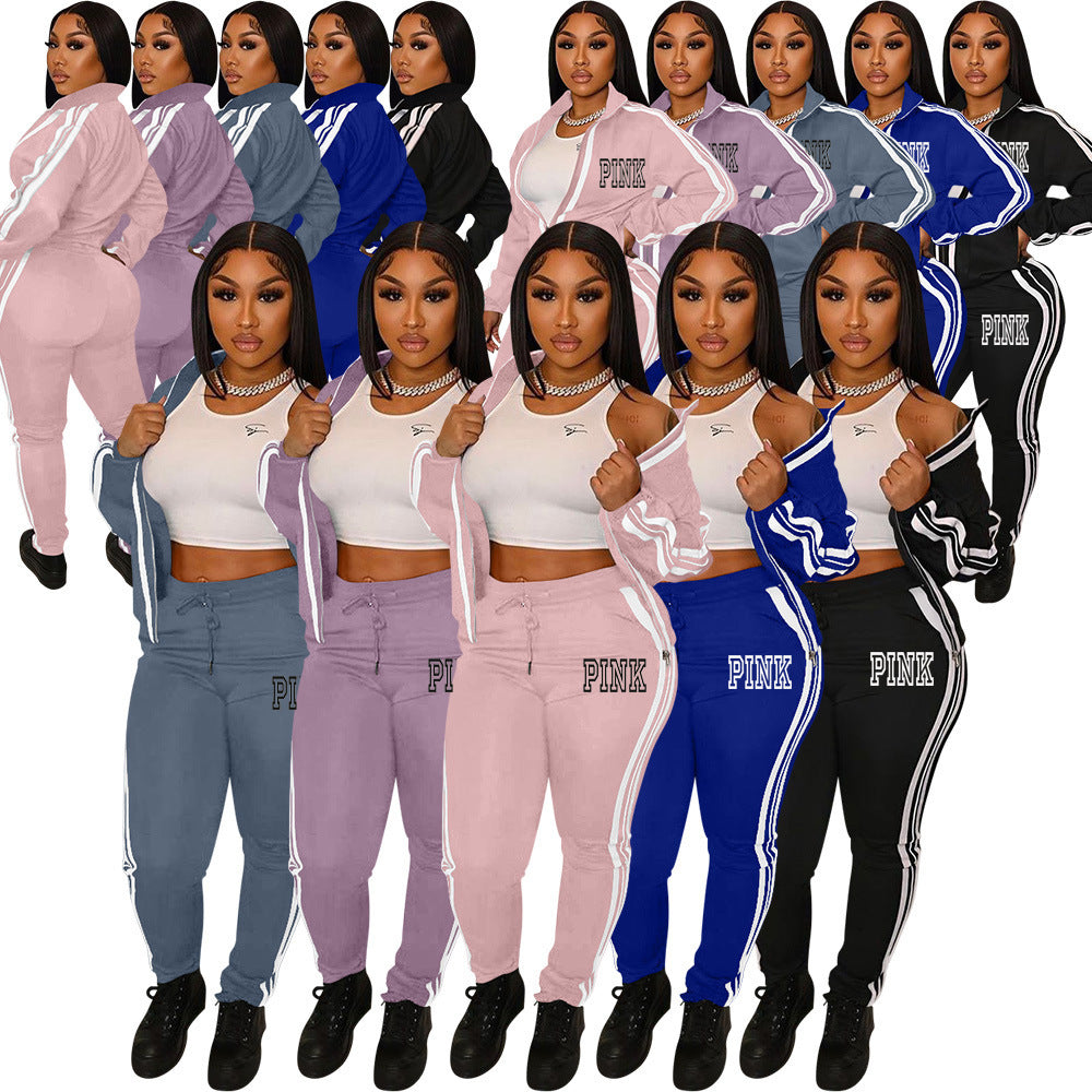 Women's Print Splicing Casual Sport Suit