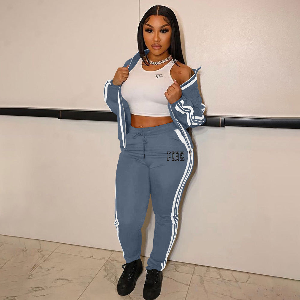 Women's Print Splicing Casual Sport Suit