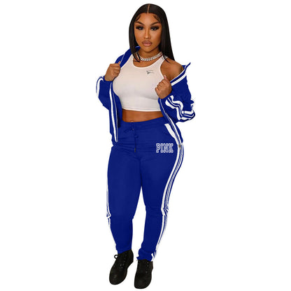 Women's Print Splicing Casual Sport Suit