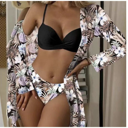 Women's Printed Bikini Three-Piece Swimsuit