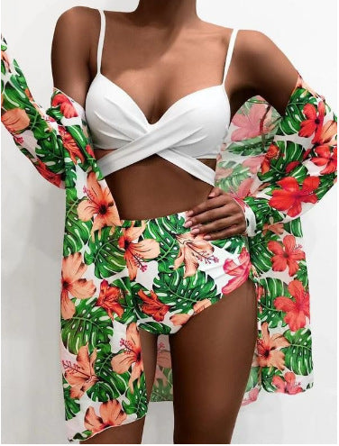 Women's Printed Bikini Three-Piece Swimsuit