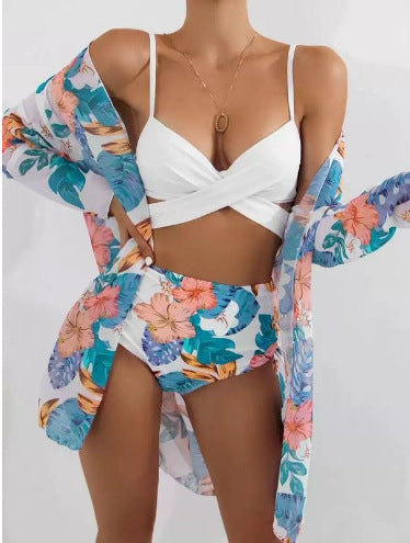 Women's Printed Bikini Three-Piece Swimsuit
