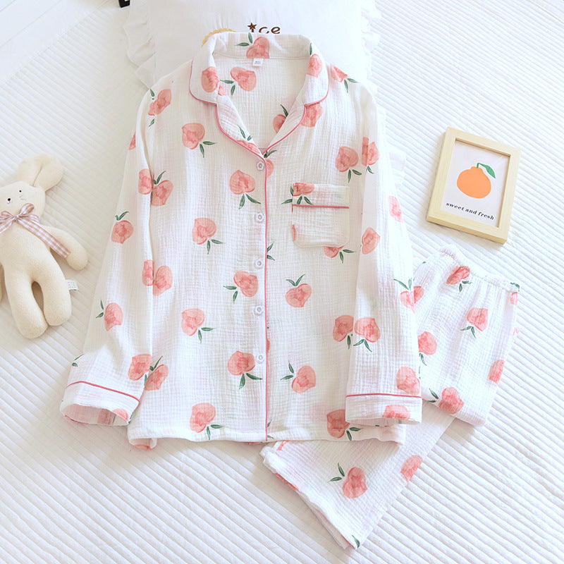 Women's printed cotton crepe pajama set for home wear