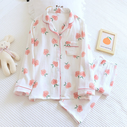 Women's printed cotton crepe pajama set for home wear