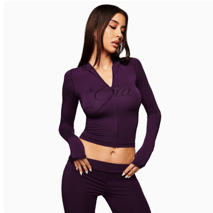 Women's Printed Hooded Long-Sleeve Two-Piece Set