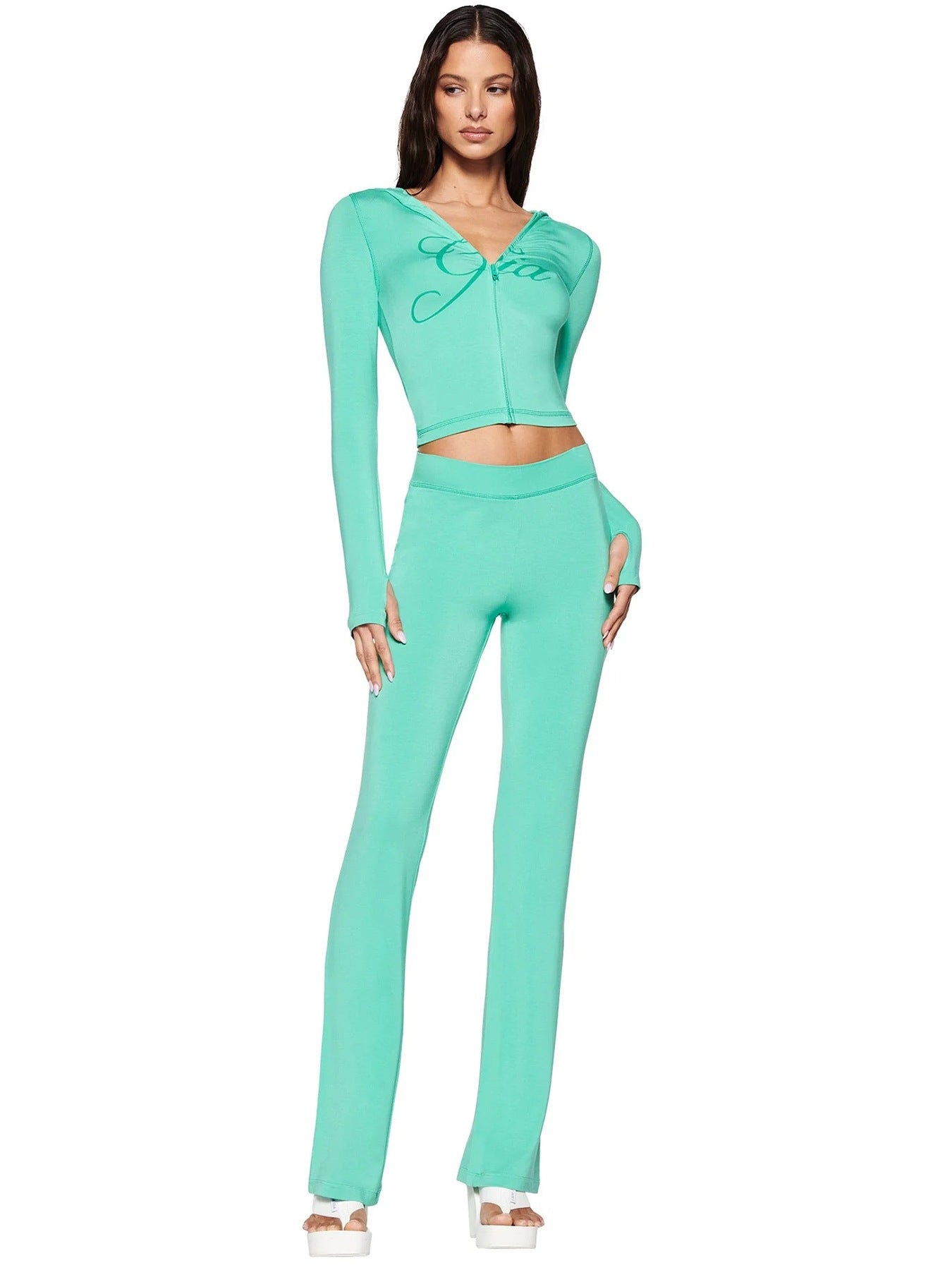Women's Printed Hooded Long-Sleeve Two-Piece Set