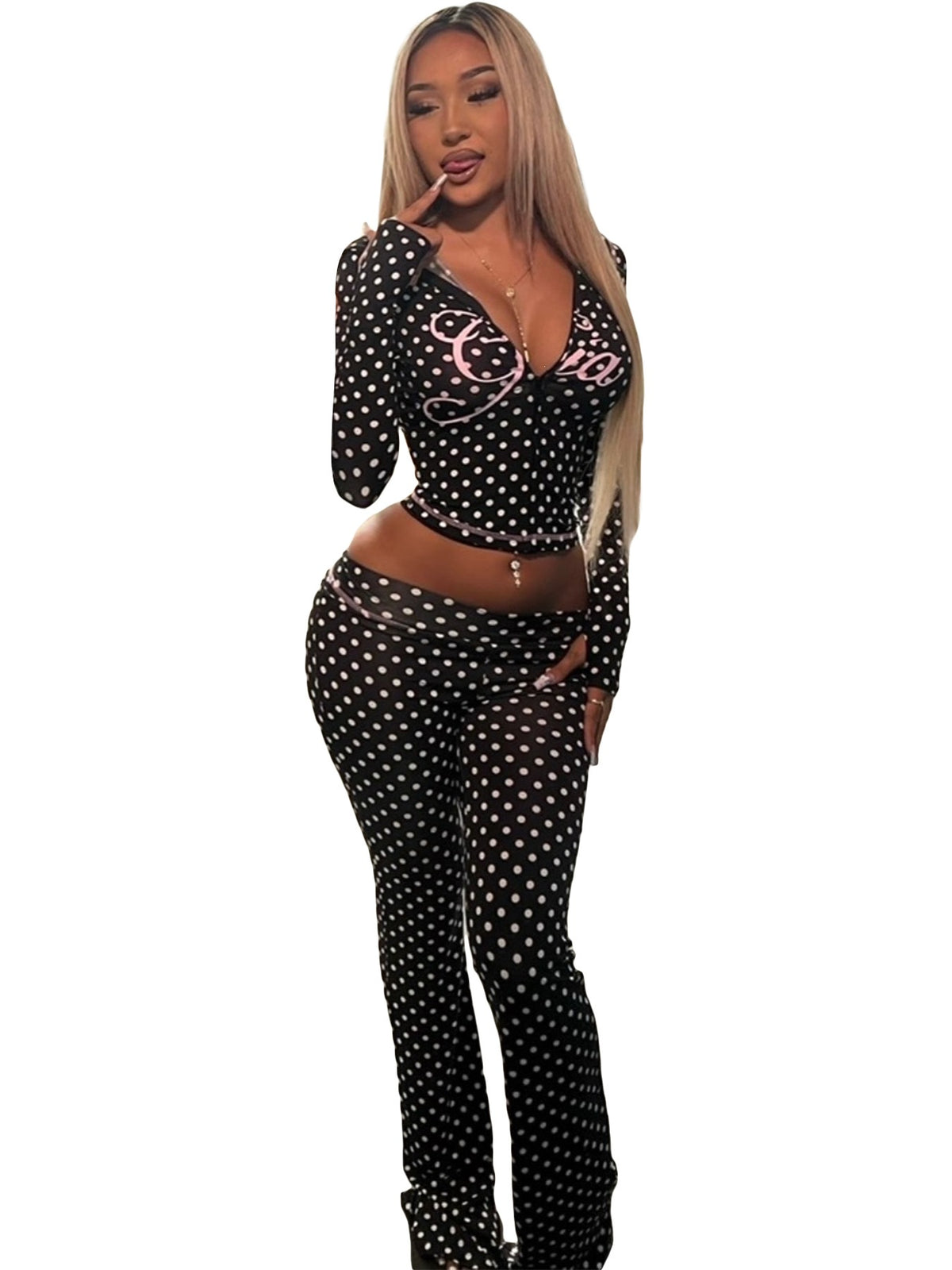 Women's Printed Hooded Tracksuit Set