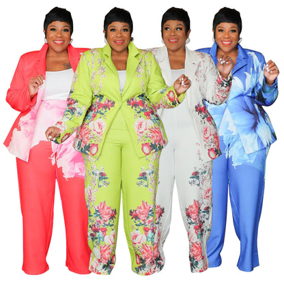 Women's Printed Jacket and Pants Suit