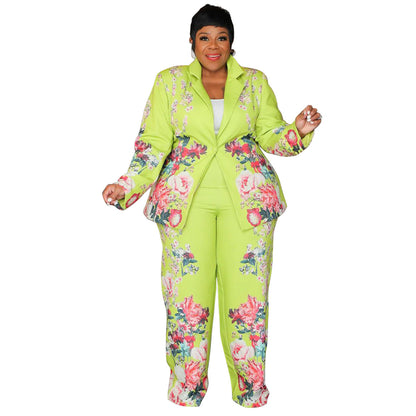 Women's Printed Jacket and Pants Suit