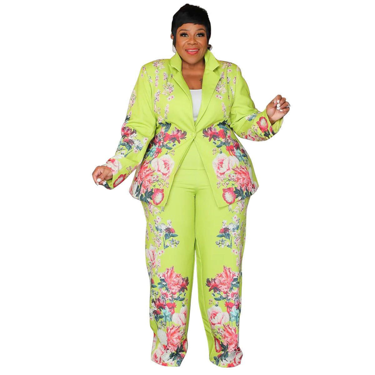 Women's Printed Jacket and Pants Suit