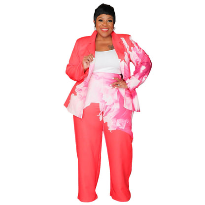 Women's Printed Jacket and Pants Suit