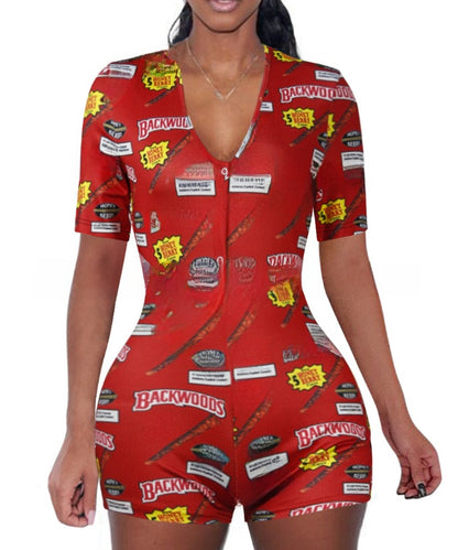 Women's Printed Long Sleeve Jumpsuit