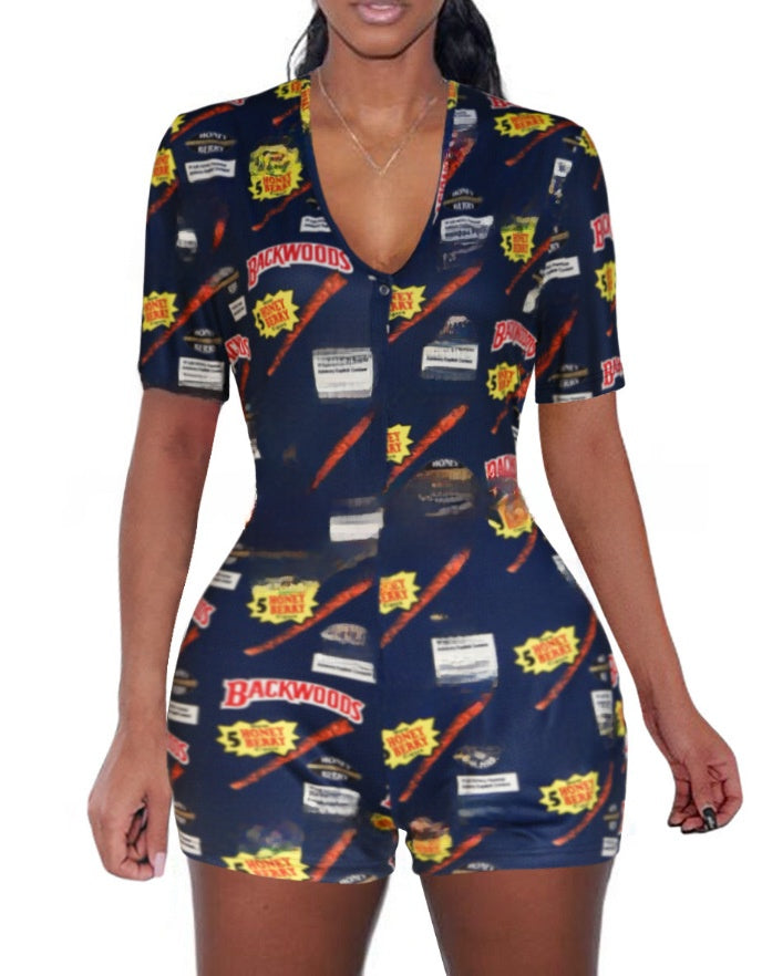 Women's Printed Long Sleeve Jumpsuit