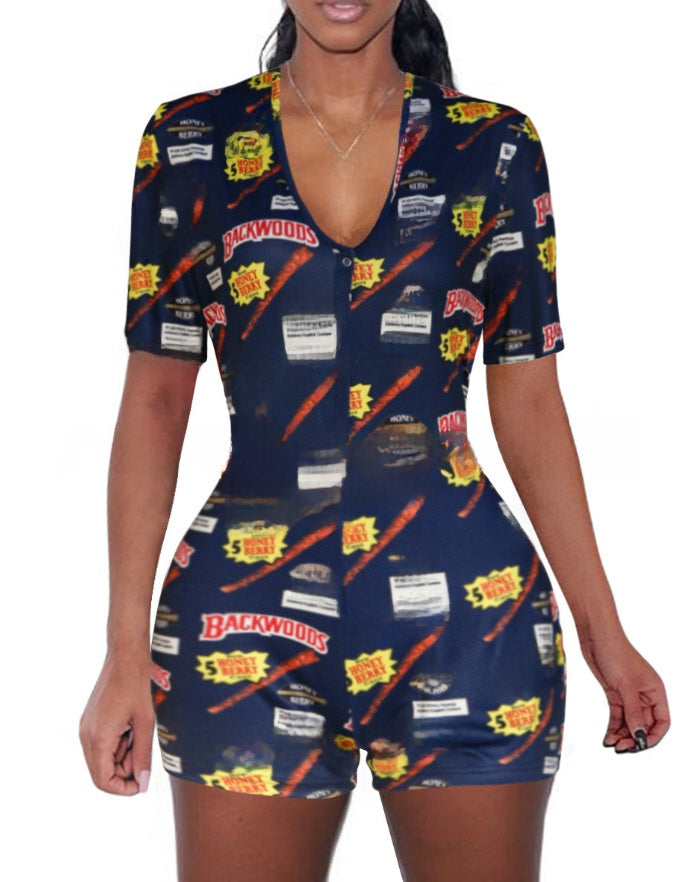 Women's Printed Long Sleeve Jumpsuit