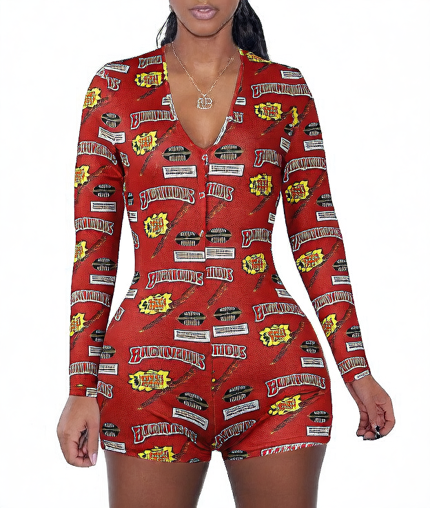 Women's Printed Long Sleeve Jumpsuit