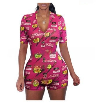 Women's Printed Long Sleeve Jumpsuit