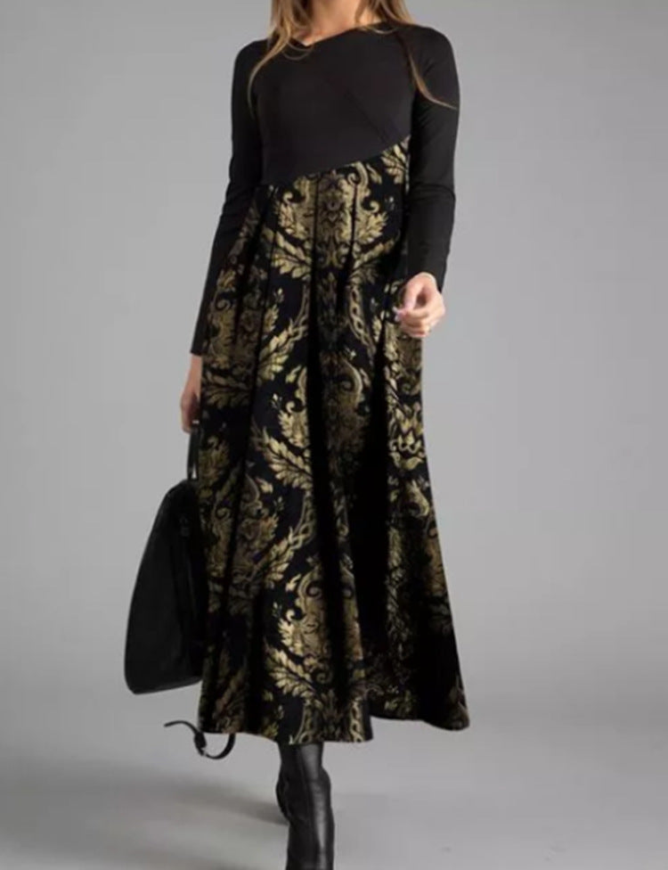 Women's Printed Long Sleeve Slim Dress
