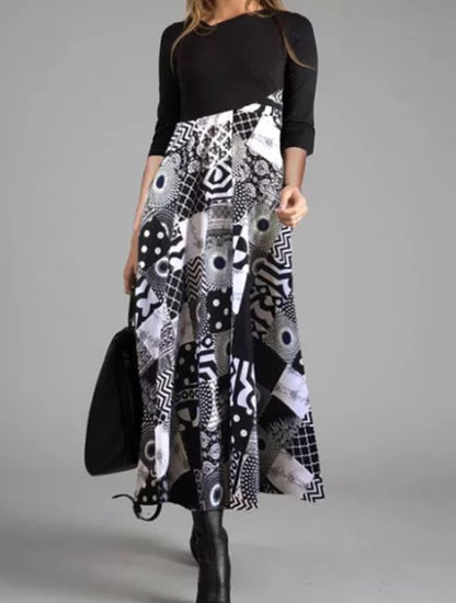 Women's Printed Long Sleeve Slim Dress