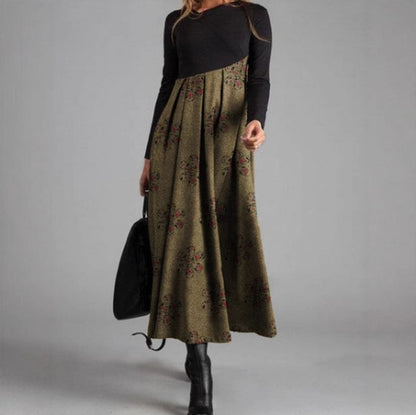 Women's Printed Long Sleeve Slim Dress