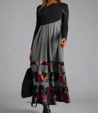 Women's Printed Long Sleeve Slim Dress