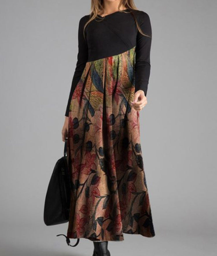 Women's Printed Long Sleeve Slim Dress