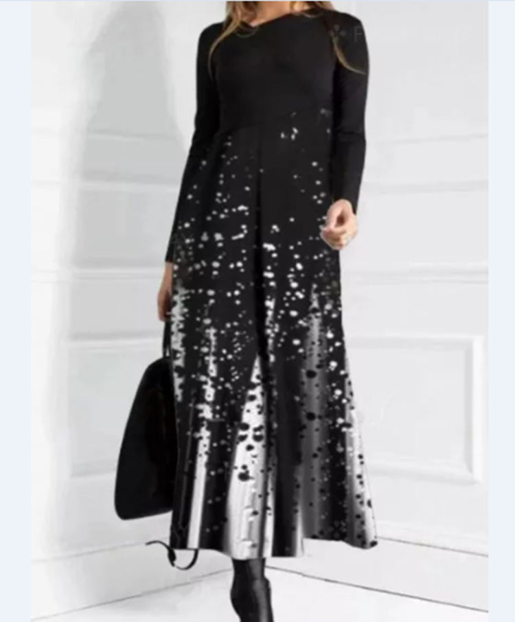 Women's Printed Long Sleeve Slim Dress