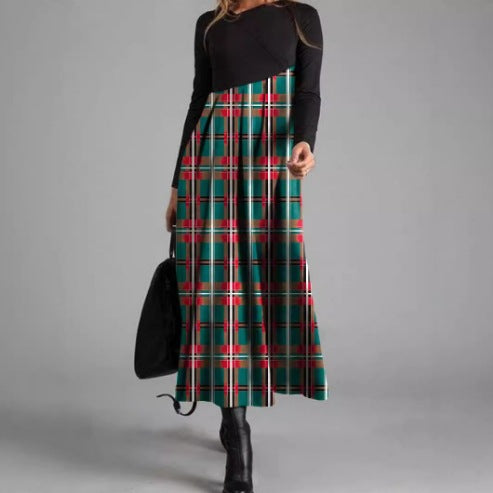 Women's Printed Long Sleeve Slim Dress