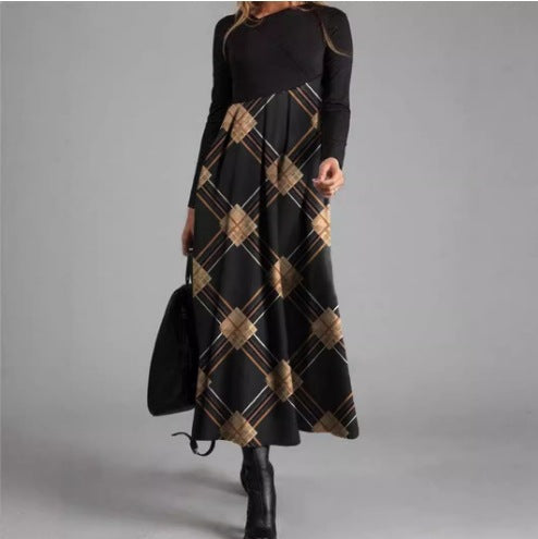Women's Printed Long Sleeve Slim Dress
